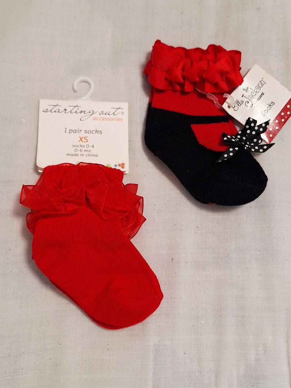 Starting Out & Disney Red & Black Ruffle Ankle Socks - 2 Pair Set